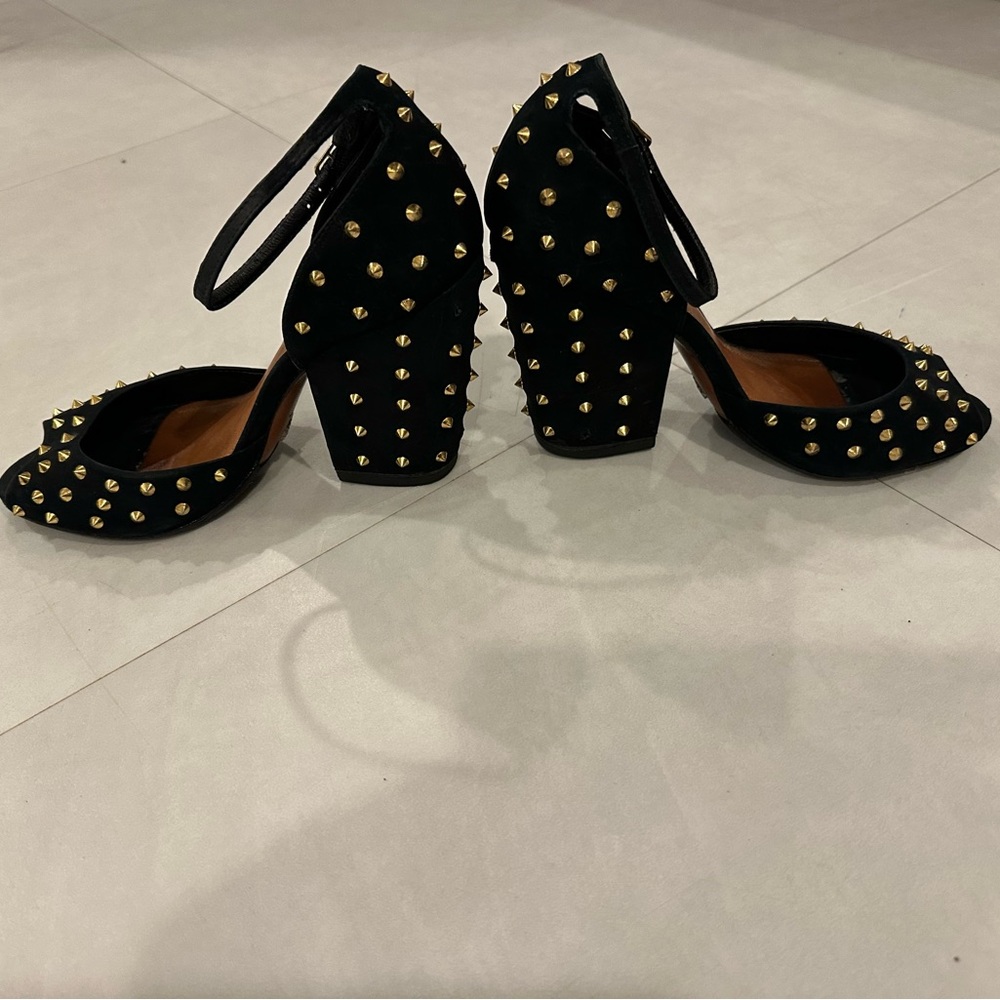 SCHUTZ Black Heels with Gold Studs